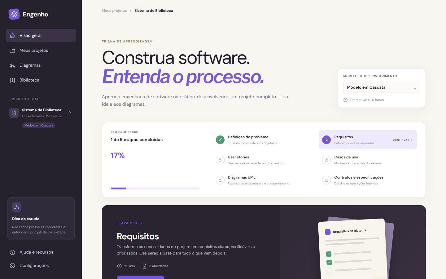 Tela do projeto Engenho